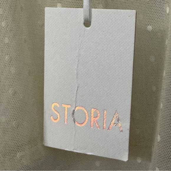 Storia Sheer Polka Dot Ruffle Trim Crop Top NWT Size M - Picture 2 of 8